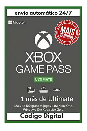 Xbox Game Pass Ultimate -1 Mês- Código 25 Dígitos-renovação